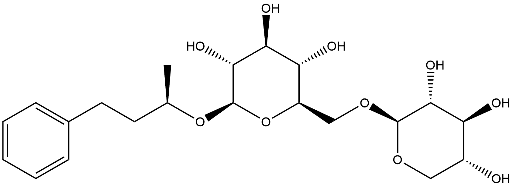 β-D-Glucopyranoside, (1R)-1-methyl-3-phenylpropyl 6-O-β-D-xylopyranosyl- Structure