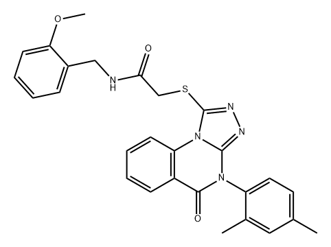 Acetamide, 2-[[4-(2,4-dimethylphenyl)-4,5-dihydro-5-oxo[1,2,4]triazolo[4,3-a]quinazolin-1-yl]thio]-N-[(2-methoxyphenyl)methyl]- Structure