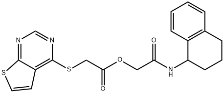 Acetic acid, 2-(thieno[2,3-d]pyrimidin-4-ylthio)-, 2-oxo-2-[(1,2,3,4-tetrahydro-1-naphthalenyl)amino]ethyl ester Structure