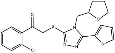 Ethanone, 1-(2-chlorophenyl)-2-[[4-[(tetrahydro-2-furanyl)methyl]-5-(2-thienyl)-4H-1,2,4-triazol-3-yl]thio]- Structure