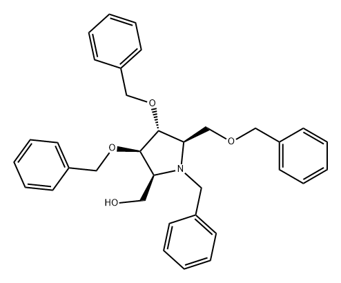 2-Pyrrolidinemethanol, 3,4-bis(phenylmethoxy)-5-[(phenylmethoxy)methyl]-1-(phenylmethyl)-, (2S,3R,4R,5R)- Structure