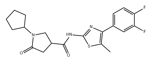 3-Pyrrolidinecarboxamide, 1-cyclopentyl-N-[4-(3,4-difluorophenyl)-5-methyl-2-thiazolyl]-5-oxo- 구조식 이미지