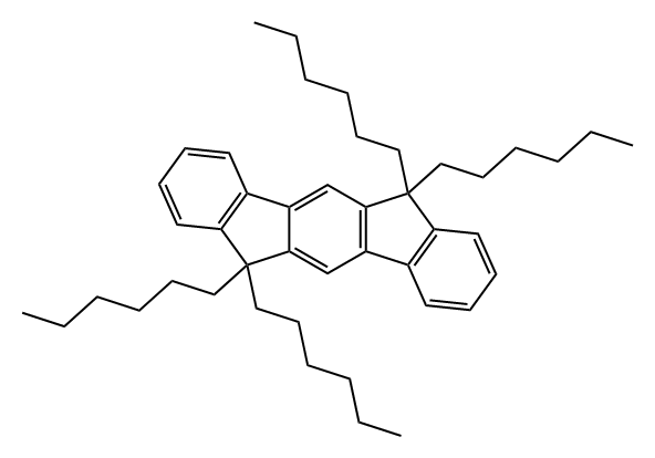 Indeno[1,2-b]fluorene, 6,6,12,12-tetrahexyl-6,12-dihydro- Structure