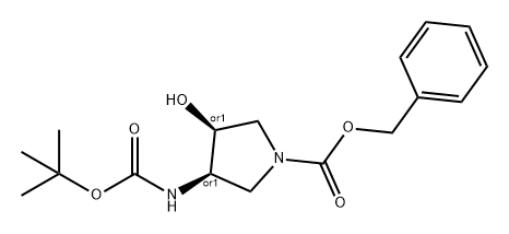 1-Pyrrolidinecarboxylic acid, 3-[[(1,1-dimethylethoxy)carbonyl]amino]-4-hydroxy-, phenylmethyl ester, (3R,4S)-rel- Structure