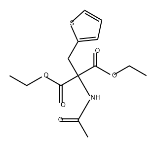 Propanedioic acid, 2-(acetylamino)-2-(2-thienylmethyl)-, 1,3-diethyl ester Structure