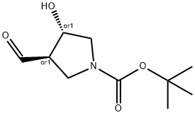 1-Pyrrolidinecarboxylic acid, 3-formyl-4-hydroxy-, 1,1-dimethylethyl ester, (3R,4S)-rel- Structure