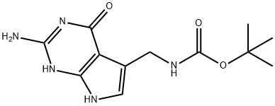 Carbamic acid, [(2-amino-4,7-dihydro-4-oxo-1H-pyrrolo[2,3-d]pyrimidin-5-yl)methyl]-1,1-dimethylethyl ester Structure