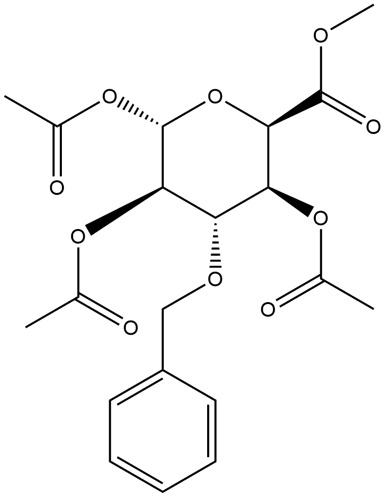 α-L-Idopyranuronic acid, 3-O-(phenylmethyl)-, methyl ester, 1,2,4-triacetate 구조식 이미지
