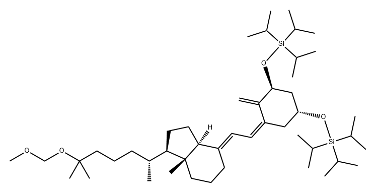1H-Indene, octahydro-1-[(1R)-5-(methoxymethoxy)-1,5-dimethylhexyl]-7a-methyl-4-[(2Z)-2-[(3S,5R)-2-methylene-3,5-bis[[tris(1-methylethyl)silyl]oxy]cyclohexylidene]ethylidene]-, (1R,3aS,4E,7aR)- Structure