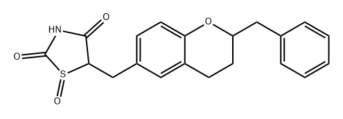 2,4-Thiazolidinedione, 5-[[3,4-dihydro-2-(phenylmethyl)-2H-1-benzopyran-6-yl]methyl]-, 1-oxide Structure