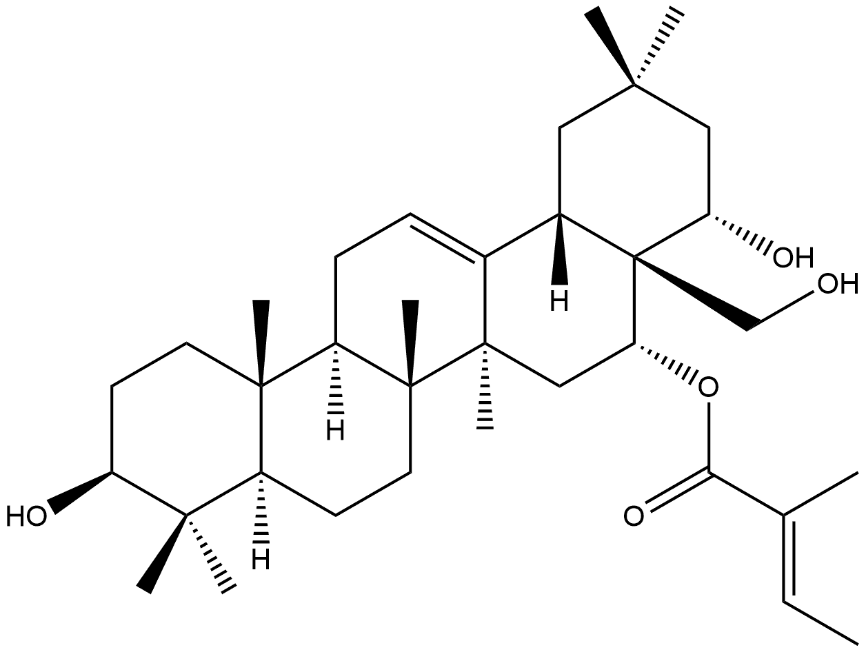Olean-12-ene-3,16,22,28-tetrol, 16-(2-methyl-2-butenoate), [3β,16α(E),22α]- 구조식 이미지