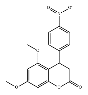 2H-1-Benzopyran-2-one, 3,4-dihydro-5,7-dimethoxy-4-(4-nitrophenyl)- Structure