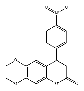 2H-1-Benzopyran-2-one, 3,4-dihydro-6,7-dimethoxy-4-(4-nitrophenyl)- Structure