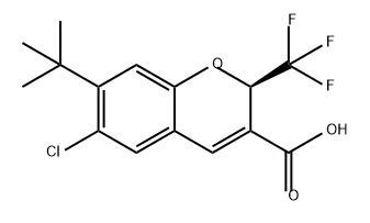 2H-1-Benzopyran-3-carboxylic acid, 6-chloro-7-(1,1-dimethylethyl)-2-(trifluoromethyl)-, (2R)- Structure