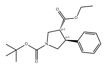 1,3-Pyrrolidinedicarboxylic acid, 4-phenyl-, 1-(1,1-dimethylethyl) 3-ethyl ester, (3R,4S)-rel- Structure