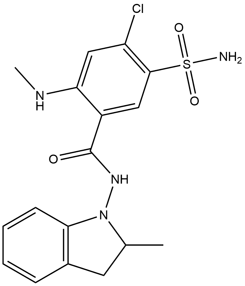 5-(Aminosulfonyl)-4-chloro-N-(2,3-dihydro-2-methyl-1H-indol-1-yl)-2-(methylamino)benzamide Structure