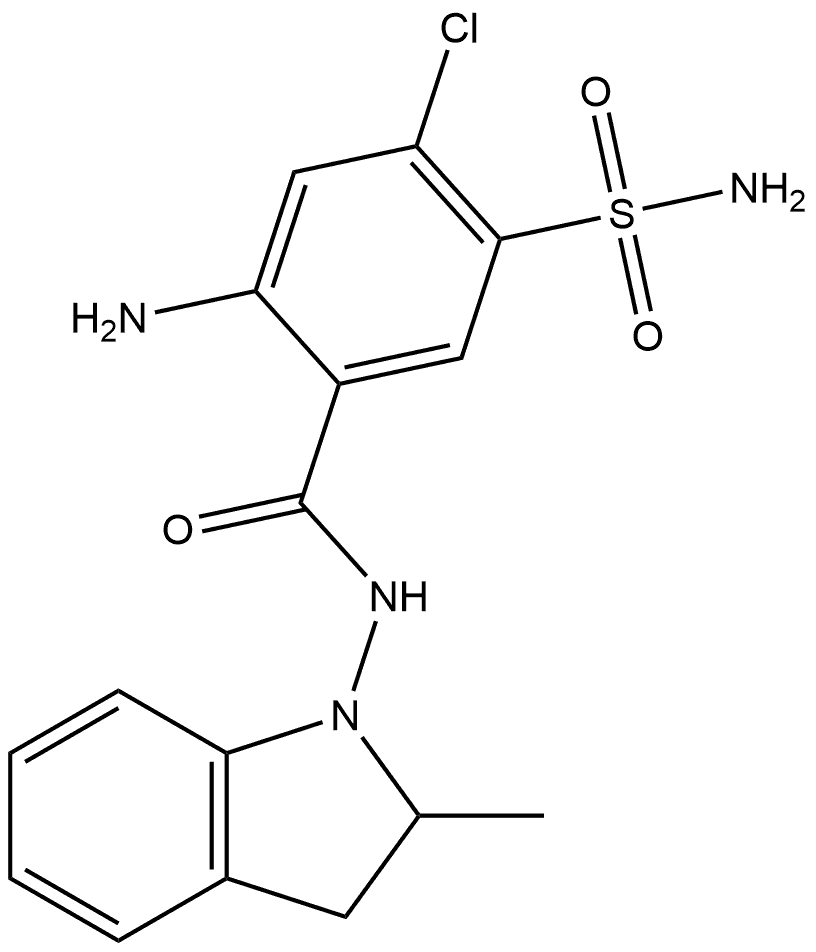 2-Amino-5-(aminosulfonyl)-4-chloro-N-(2,3-dihydro-2-methyl-1H-indol-1-yl)benzamide Structure