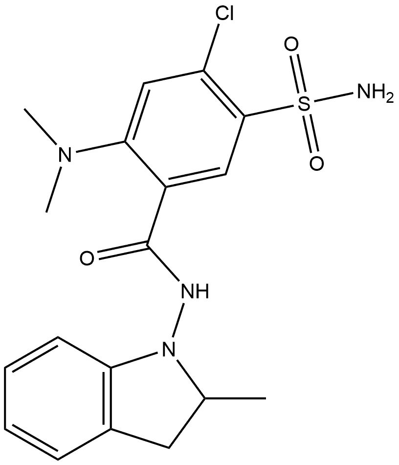 5-(Aminosulfonyl)-4-chloro-N-(2,3-dihydro-2-methyl-1H-indol-1-yl)-2-(dimethylamino)benzamide Structure