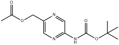 Carbamic acid, N-[5-[(acetyloxy)methyl]-2-pyrazinyl]-, 1,1-dimethylethyl ester 구조식 이미지