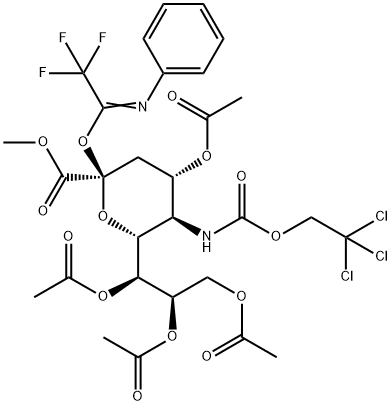 4,7,8,9-Tetra-O-acetyl-5-(2,2,2-trichloroethoxycarbonylamino)-2-(N-phenyltrifluoroacetimidate)-D-neuraminic acid methyl ester Structure