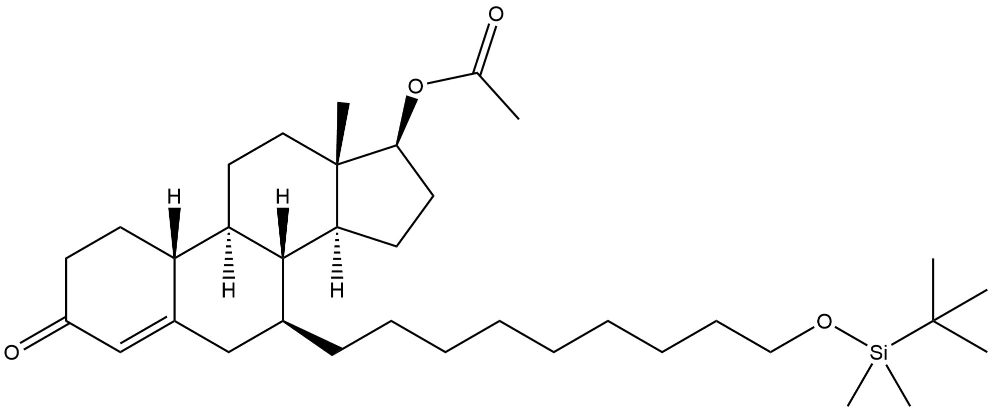 17β-hydroxy-7β-[9-[[(1,1-dimethylethyl)dimethylsilyl]oxy]nonyl]-estr-4-en-3-one acetate Structure