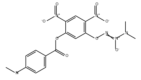 Benzoic acid, 4-(methylamino)-, 5-[(3,3-dimethyl-2-oxido-1-triazen-1-yl)oxy]-2,4-dinitrophenyl ester 구조식 이미지