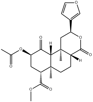 2H-Naphtho[2,1-c]pyran-7-carboxylic acid, 9-(acetyloxy)-2-(3-furanyl)dodecahydro-6a,10b-dimethyl-4,10-dioxo-, methyl ester, (2S,4aR,6aR,7R,9R,10aS,10bR)- Structure