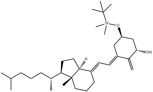 Cyclohexanol, 5-[[(1,1-dimethylethyl)dimethylsilyl]oxy]-3-[(2E)-2-[(1R,3aS,7aR)-1-[(1R)-1,5-dimethylhexyl]octahydro-7a-methyl-4H-inden-4-ylidene]ethylidene]-2-methylene-, (1S,3E,5R)- Structure