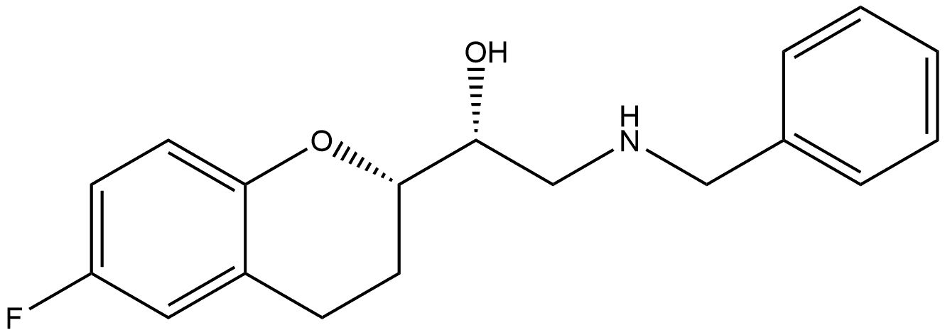 2H-1-Benzopyran-2-methanol, 6-fluoro-3,4-dihydro-α-[[(phenylmethyl)amino]methyl]-, (αR,2S)-rel- Structure