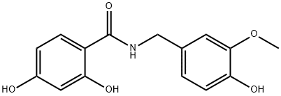 Benzamide, 2,4-dihydroxy-N-[(4-hydroxy-3-methoxyphenyl)methyl]- 구조식 이미지