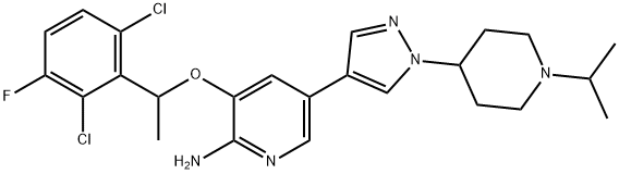 2-Pyridinamine, 3-[1-(2,6-dichloro-3-fluorophenyl)ethoxy]-5-[1-[1-(1-methylethyl)-4-piperidinyl]-1H-pyrazol-4-yl]- Structure