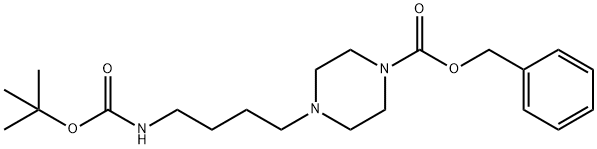 1-Piperazinecarboxylic acid, 4-[4-[[(1,1-dimethylethoxy)carbonyl]amino]butyl]-, phenylmethyl ester Structure