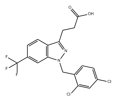 1H-Indazole-3-propanoic acid, 1-[(2,4-dichlorophenyl)methyl]-6-(trifluoromethyl)- 구조식 이미지