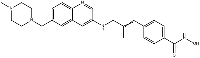 Benzamide, N-hydroxy-4-[2-methyl-3-[[6-[(4-methyl-1-piperazinyl)methyl]-3-quinolinyl]amino]-1-propen-1-yl]- Structure