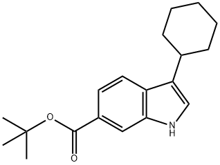 1H-Indole-6-carboxylic acid, 3-cyclohexyl-, 1,1-dimethylethyl ester 구조식 이미지