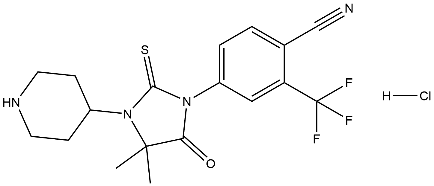 4-(4,4-dimethyl-5-oxo-3-(piperidin-4-yl)-2-thioxoimidazolidin-1-yl)-2-(trifluoromethyl)benzonitrile hydrochloride Structure