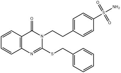 Benzenesulfonamide, 4-[2-[4-oxo-2-[(phenylmethyl)thio]-3(4H)-quinazolinyl]ethyl]- Structure