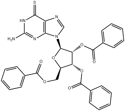 [5-(2-Amino-6-sulfanylidene-3H-purin-9-yl)-3,4-dibenzoyloxyoxolan-2-yl]methyl benzoate 구조식 이미지