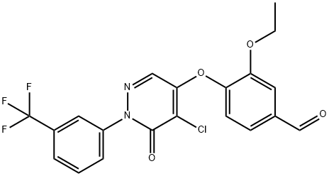 Benzaldehyde, 4-[[5-chloro-1,6-dihydro-6-oxo-1-[3-(trifluoromethyl)phenyl]-4-pyridazinyl]oxy]-3-ethoxy- Structure