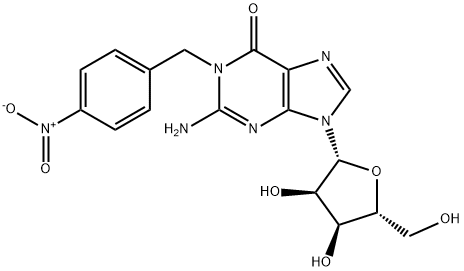 2-Amino-9-((2R,3R,4S,5R)-3,4-dihydroxy-5-(hydroxymethyl)tetrahydrofuran-2-yl)-1-(4-nitrobenzyl)-1H-purin-6(9H)-one Structure