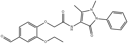 Acetamide, N-(2,3-dihydro-1,5-dimethyl-3-oxo-2-phenyl-1H-pyrazol-4-yl)-2-(2-ethoxy-4-formylphenoxy)- Structure