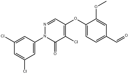 Benzaldehyde, 4-[[5-chloro-1-(3,5-dichlorophenyl)-1,6-dihydro-6-oxo-4-pyridazinyl]oxy]-3-methoxy- Structure