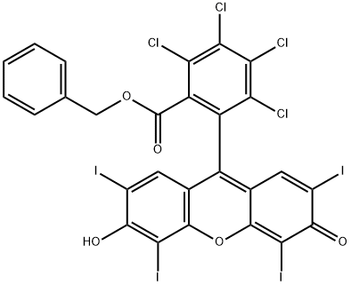 Benzoic acid, 2,3,4,5-tetrachloro-6-(6-hydroxy-2,4,5,7-tetraiodo-3-oxo-3H-xanthen-9-yl)-, phenylmethyl ester 구조식 이미지