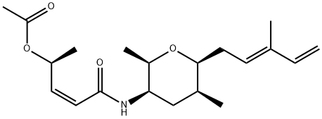 2-Pentenamide, 4-(acetyloxy)-N-[(2R,3R,5S,6S)-tetrahydro-2,5-dimethyl-6-[(2E)-3-methyl-2,4-pentadien-1-yl]-2H-pyran-3-yl]-, (2Z,4S)- Structure