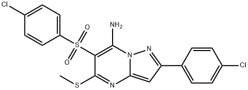 2-(4-chlorophenyl)-6-[(4-chlorophenyl)sulfonyl]-5-(methylthio)pyrazolo[1,5-a]pyrimidin-7-amine Structure