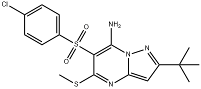 2-(tert-butyl)-6-[(4-chlorophenyl)sulfonyl]-5-(methylthio)pyrazolo[1,5-a]pyrimidin-7-amine Structure