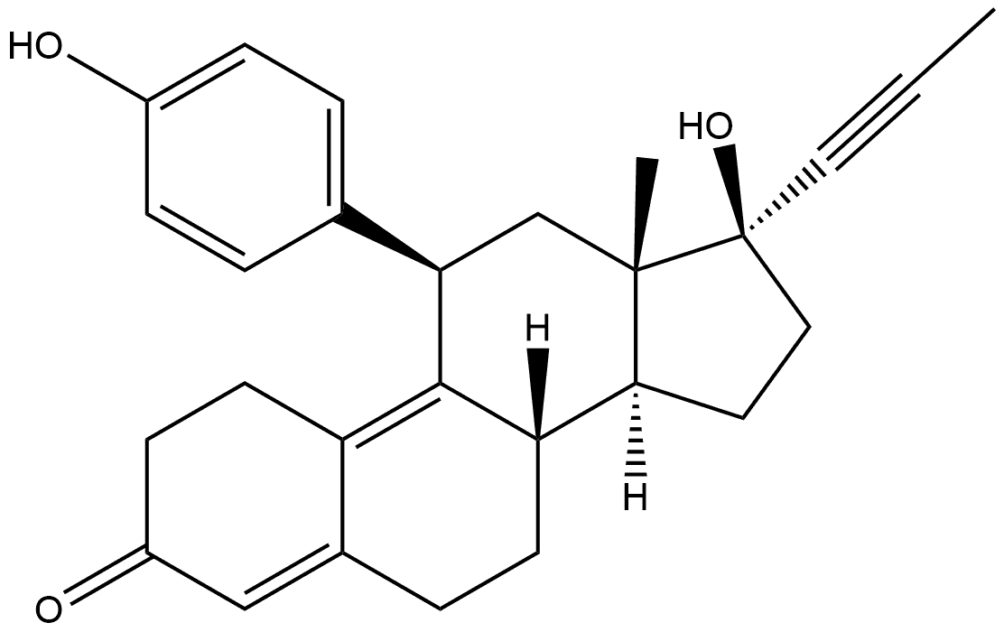 Estra-4,9-dien-3-one, 17-hydroxy-11-(4-hydroxyphenyl)-17-(1-propyn-1-yl)-, (11β,17β)- Structure