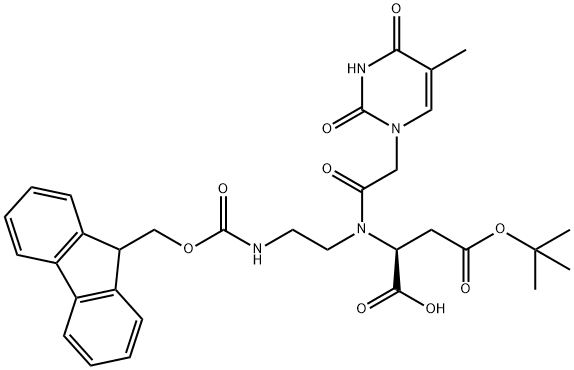 L-Aspartic acid, N-[(3,4-dihydro-5-methyl-2,4-dioxo-1(2H)-pyrimidinyl)acetyl]-N-[2-[[(9H-fluoren-9-ylmethoxy)carbonyl]amino]ethyl]-, 4-(1,1-dimethylethyl) ester (9CI) Structure