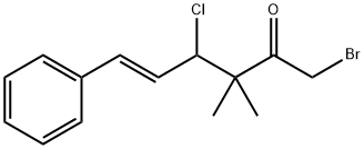 5-Hexen-2-one, 1-bromo-4-chloro-3,3-dimethyl-6-phenyl-, (E)- (9CI) Structure