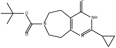 7H-Pyrimido[4,5-d]azepine-7-carboxylic acid, 2-cyclopropyl-3,4,5,6,8,9-hexahydro-4-oxo-, 1,1-dimethylethyl ester 구조식 이미지